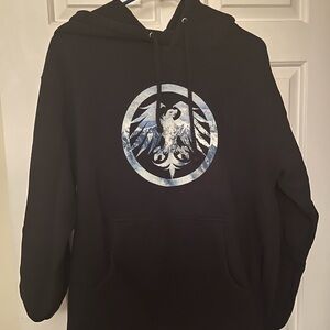 Men's large Black Hoodie with phoenix perfect shape
